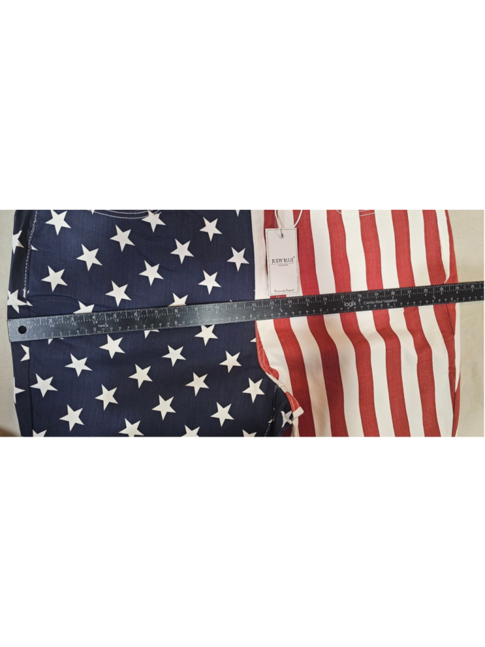 Women's Judy Blue Flare Jeans Size 20W Blue Red Stars and Stripes - Picture 7 of 7